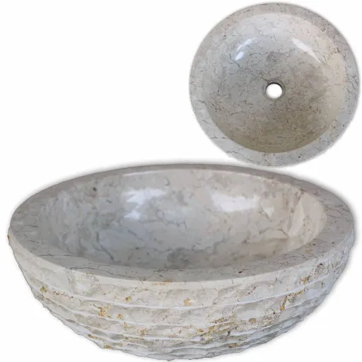 Lavabo de Mármol 40 cm Color Crema