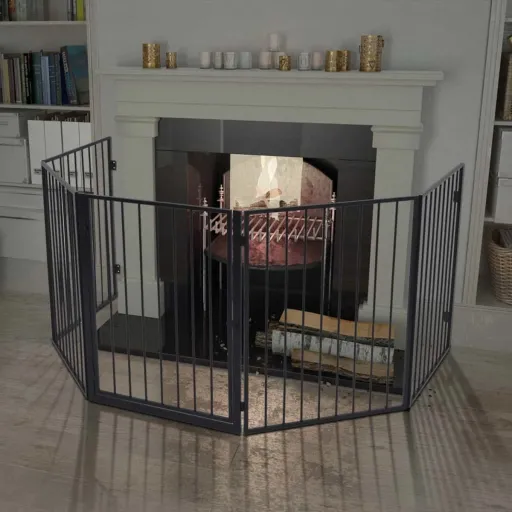 Valla Reja de Chimenea Para Mascotas Acero Negro