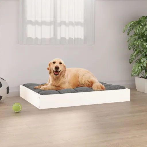 Cama Para Perros Madera Maciza de Pino Blanco 71,5x54x9 cm
