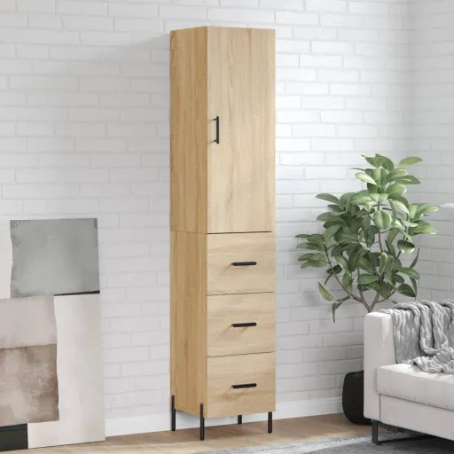 Aparador de Madera Contrachapada Roble Sonoma 34,5x34x180 cm