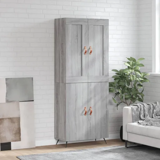 Aparador Alto Madera Contrachapada Gris Sonoma 69,5x34x180 cm