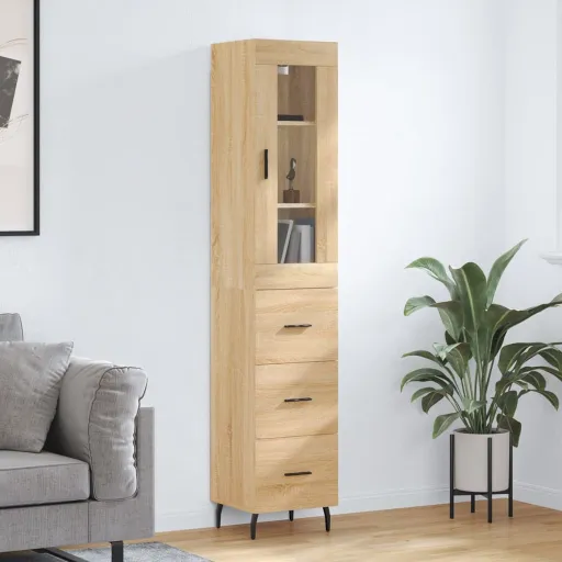 Aparador de Madera Contrachapada Roble Sonoma 34,5x34x180 cm