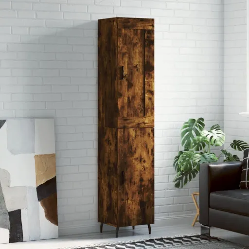 Aparador de Madera Contrachapada Roble Ahumado 34,5x34x180 cm