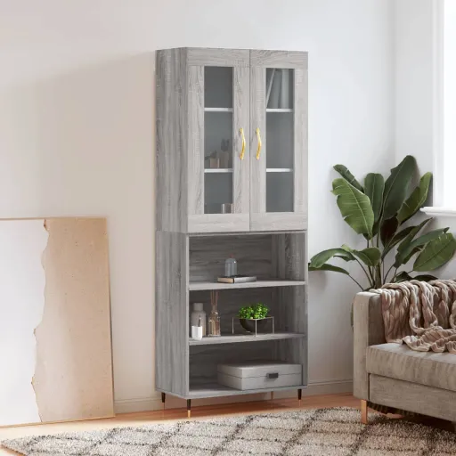 Aparador Alto Madera Contrachapada Gris Sonoma 69,5x34x180 cm