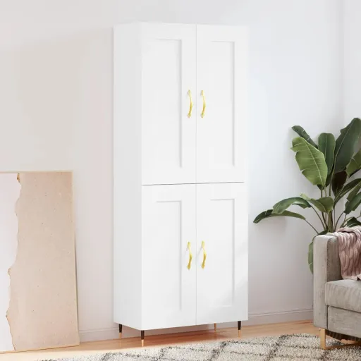 Aparador Alto Madera Contrachapada Blanco 69,5x34x180 cm