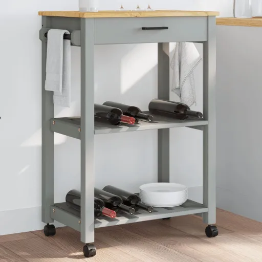 Carrito de Cocina MONZA Madera Maciza de Pino 60x40x88,5 cm