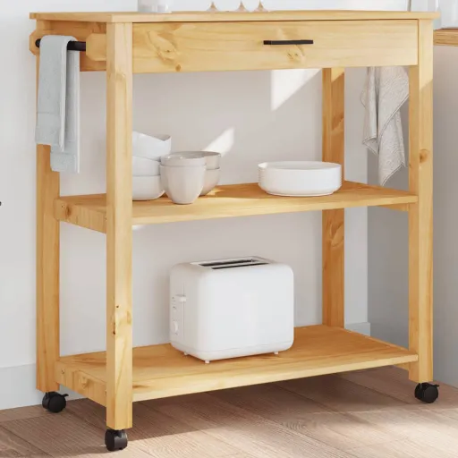 Carrito de Cocina MONZA Madera Maciza de Pino 84x40x88,5 cm