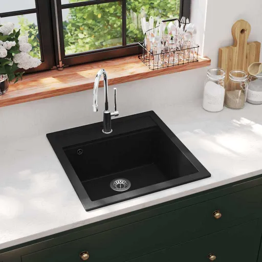 Fregadero de Cocina de Granito Con un Seno Negro