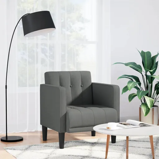 Sillón Con Reposabrazos de Tela Gris Oscuro 53 cm