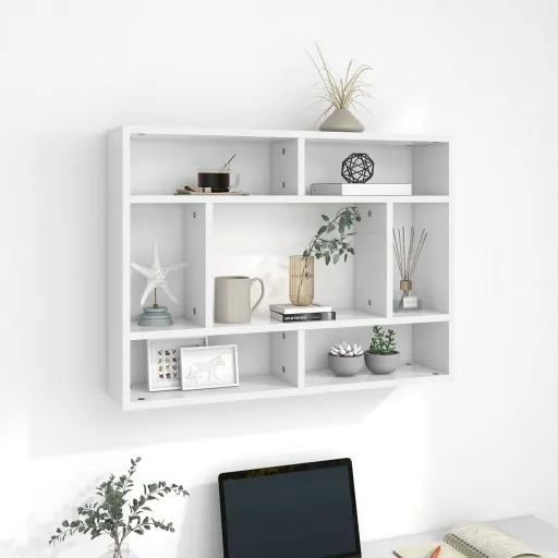 Estantería de Pared Madera Contrachapada Blanco 75x16x55 cm