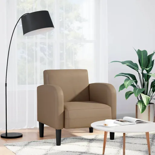 Sillón Con Reposabrazos Capuchino 54 cm Cuero Sintética