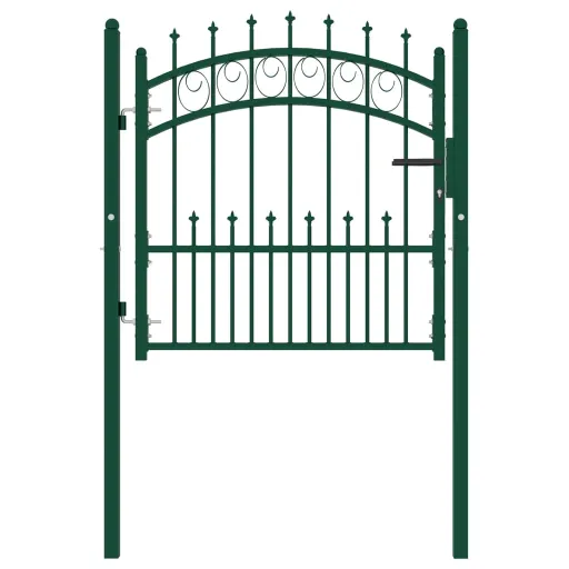 Puerta de Valla Con Picos Acero Verde 100x100 cm