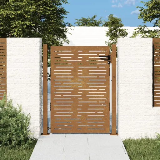 Puerta de Jardín 100x150 cm de Acero Corten Con Diseño Cuadrado