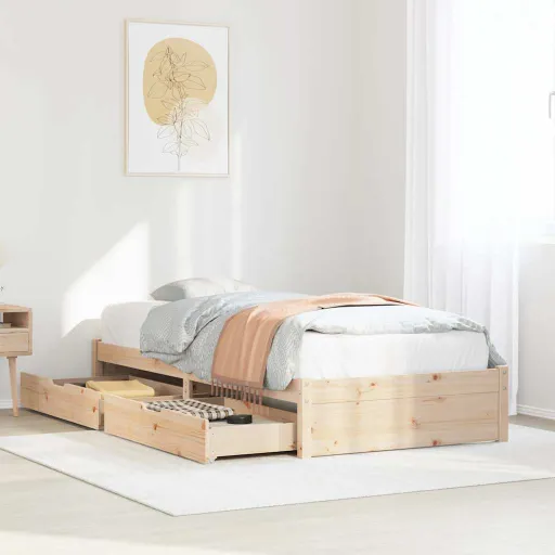 Estructura de Cama Sin Colchón Madera Maciza Pino 75x190 cm