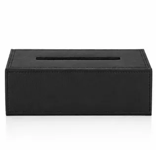Soporte Para Pañuelos Negro Con Efecto Piel
