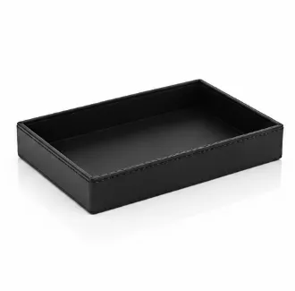 Bandeja Rectangular Efecto Piel Negra en MDF y Poliuretano