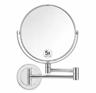 Espejo de Pared Cromado 5x Para Maquillaje y Cuidado Facial