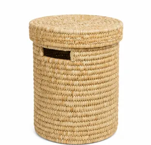 Cesto Para Ropa Sucia de Hoja de Palma Natural Alta Capacidad Ø35 x 52 cm