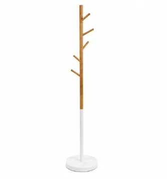 Perchero de Metal y Bambú 30x170 cm – Diseño Moderno y Sostenible