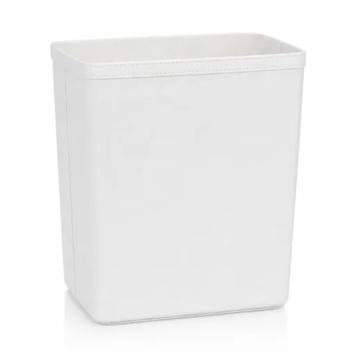 Cesto Para Papeles Efecto Piel Blanco 25x22x29 cm – Diseño Elegante Para Oficina