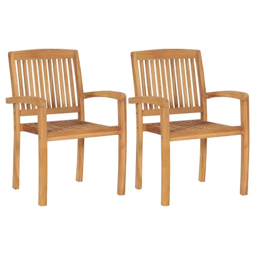 Sillas de Comedor de Jardín Apilables 2 Uds Madera Maciza Teca