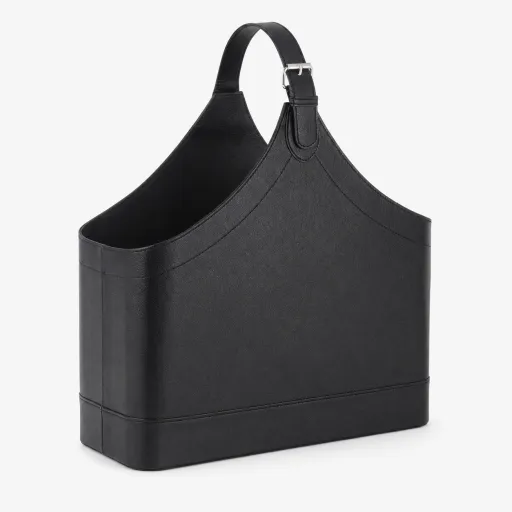 Revistero Efecto Piel Negro 40 x 17 x 45 cm – Organizador Elegante Para Oficina y Hogar