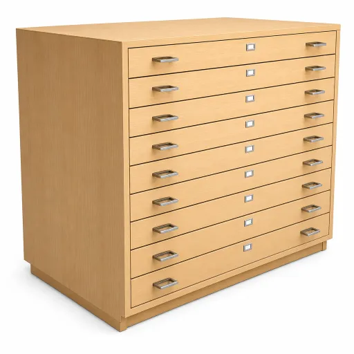 Archivador Horizontal de Madera Para Dibujos Con 9 Cajones - Riva