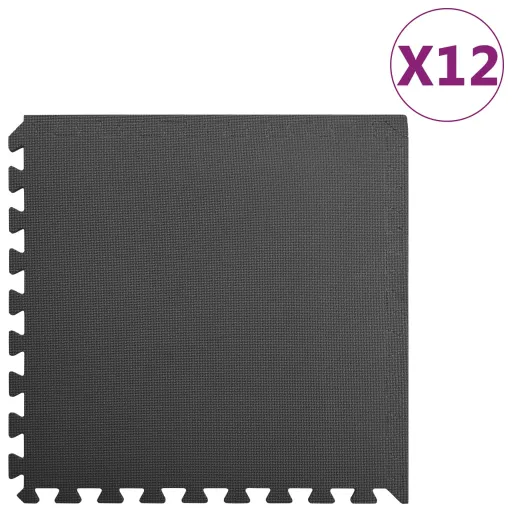 Alfombrillas de Goma EVA Negras 12 Uds 4,32 ㎡