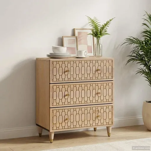 Armario Auxiliar Madera Maciza de Mango 60x33x75 cm