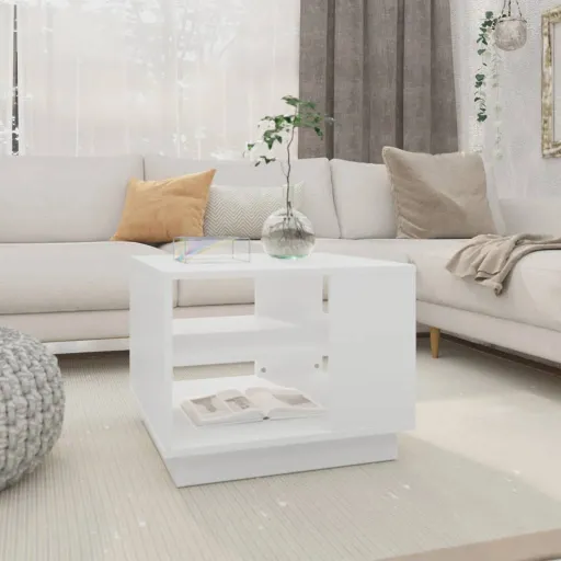 Mesa de Centro Madera de Ingeniería Blanca 55x55x43 cm