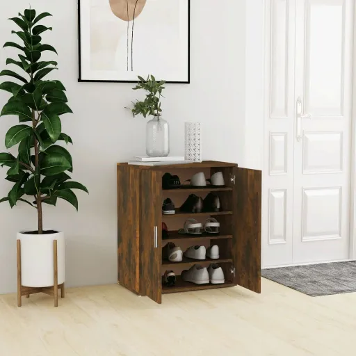 Mueble Zapatero Madera Contrachapada Roble Ahumado 60x35x70 cm