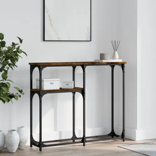Mesa Consola Madera de Ingeniería Roble Ahumado 90x22,5x75 cm