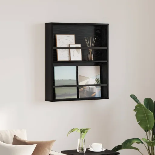 Estante de Revistas Con Estante Roble Negro 60 x 12 x 70 cm