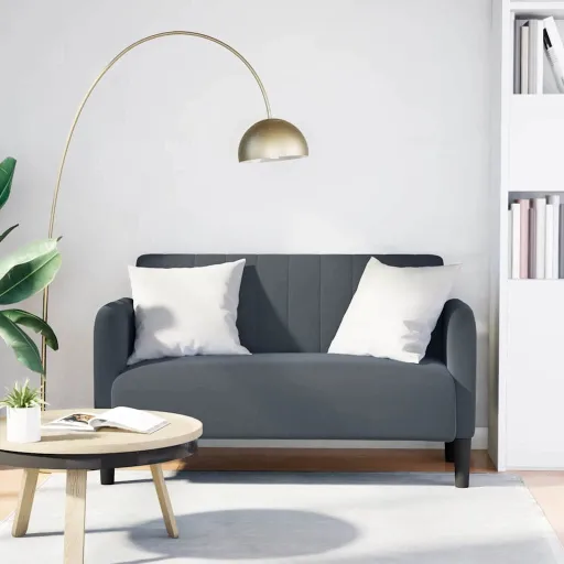 Sofá Loveseat Gris Oscuro 109 cm Terciopelo