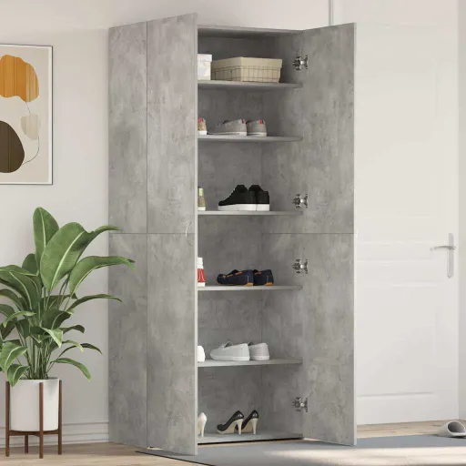 Armario Para Zapatos Con Estante Gris 80 x 35.5 x 180 cm