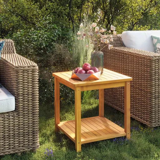 Mesa Auxiliar de Madera Maciza de Acacia 45x45x45 cm