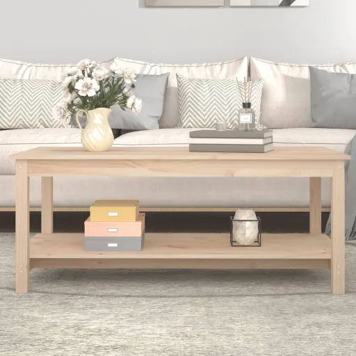 Mesa de Centro de Madera Maciza de Pino 110x55x45 cm