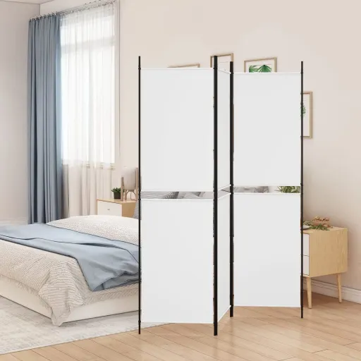 Biombo Divisor de 3 Paneles de Tela Blanco 150x200 cm