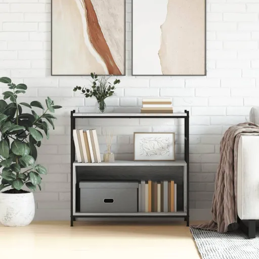 Estantería Hierro y Madera Ingeniería Gris Sonoma 80x30x78,5 cm