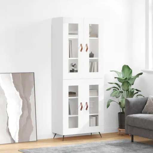 Aparador Alto Madera Contrachapada Blanco 69,5x34x180 cm