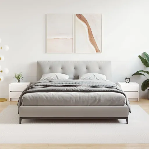 Mesitas de Noche 2 Uds Madera Maciza Pino Blanco 40x31x35,5 cm