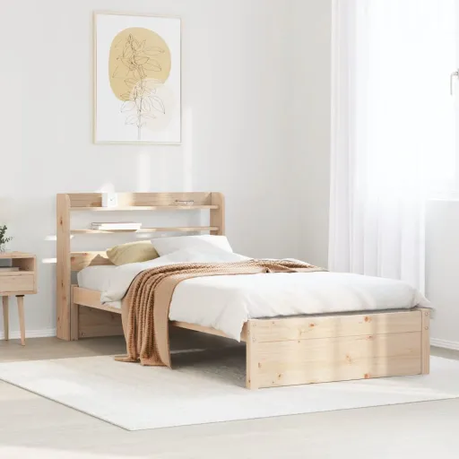 Estructura de Cama Con Cabecero Madera Maciza Pino 75x190 cm
