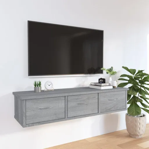 Armario de Pared Madera de Ingeniería Gris Sonoma 88x26x18,5 cm