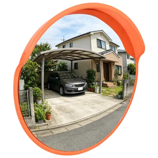 Espejo de Tráfico Convexo Para Exterior, Naranja, Ø30 cm, Policarbonato