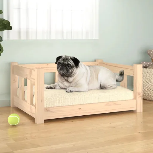 Cama Para Perros Madera Maciza de Pino 65,5x50,5x28 cm