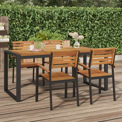 Mesa de Jardín Con Patas en U Madera Maciza Acacia 180x90x75 cm