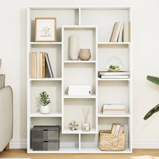 Estantería Librería Madera de Ingeniería Blanca 102x29x143 cm
