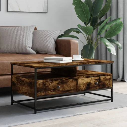 Mesa de Centro Madera de Ingeniería Roble Ahumado 100x51x45 cm
