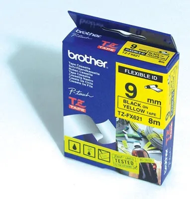 Cintas Adhesivas Brother Amarillo/Negro Flexibles TZFX621