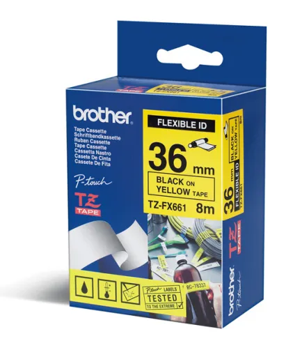 Cintas Adhesivas Brother Amarillo/Negro Flexibles TZFX661